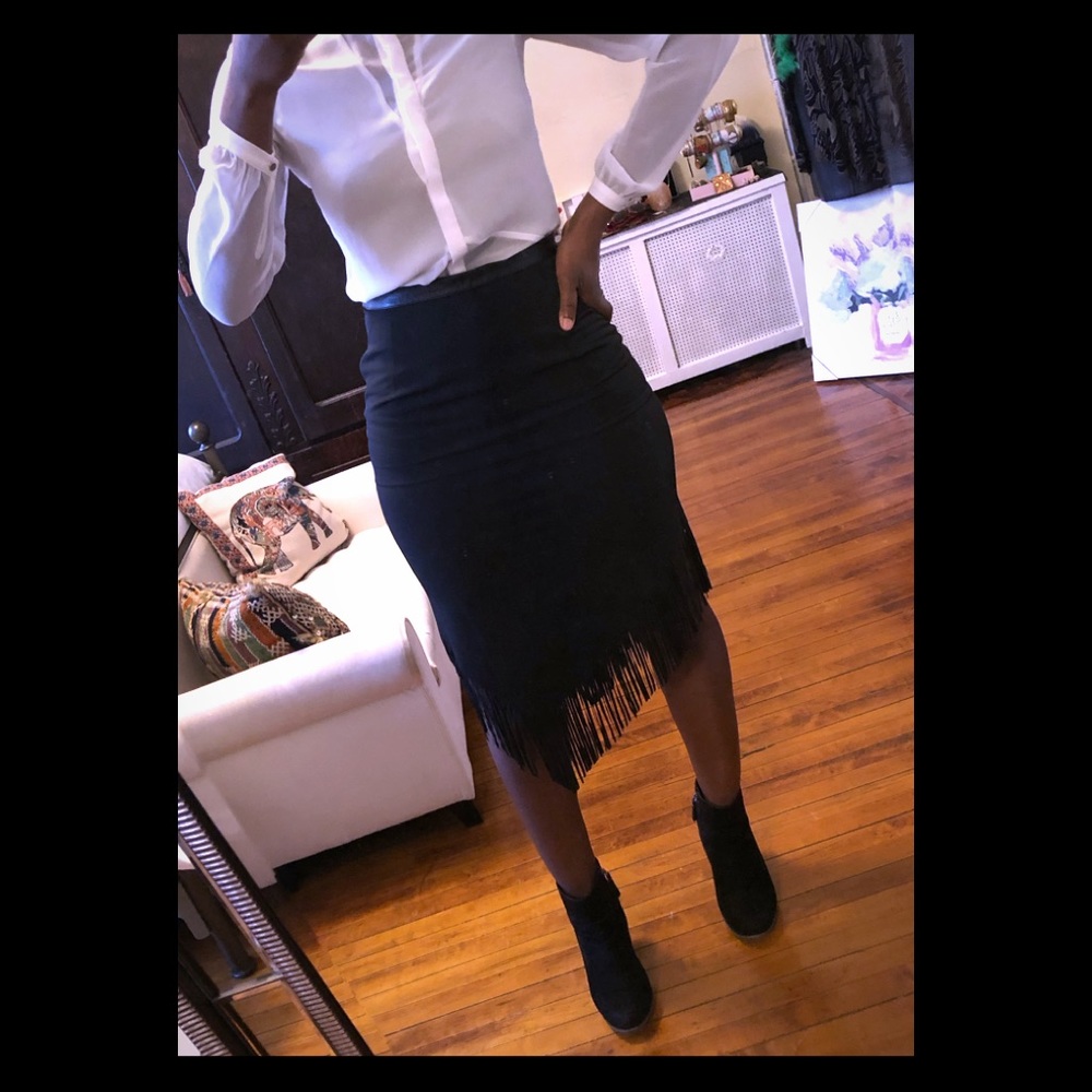 Vintage Black Fringe Skirt